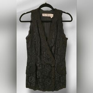 Bill Blass Evening - Vintage Dbl Breasted Lace Tuxedo Vest - Size 6 EUC